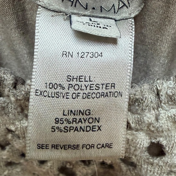 John Mark Boho Lace Crochet Tunic Top Mineral Wash Artsy Taupe Womens Large - Picture 9 of 9